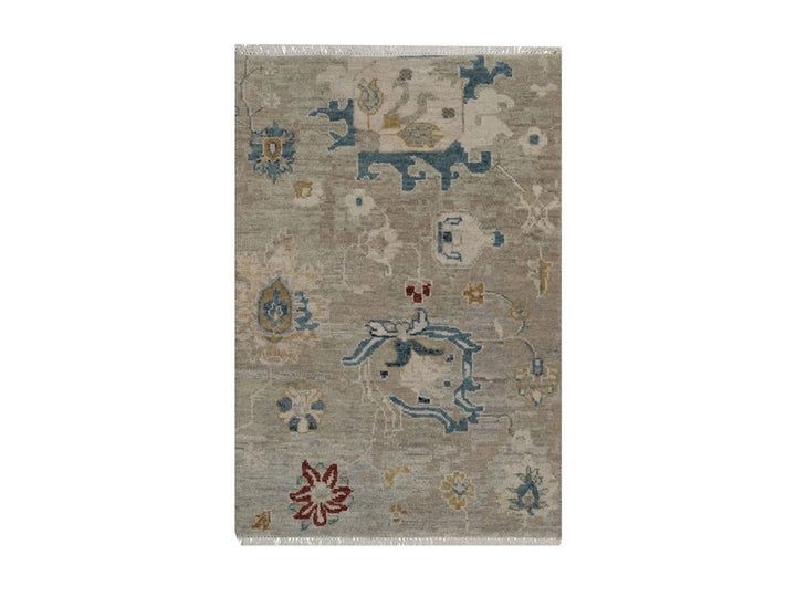 2'0" x 3'0" New Hand Knotted Grey Wool Rectangle Oriental Rug - MOA10292320