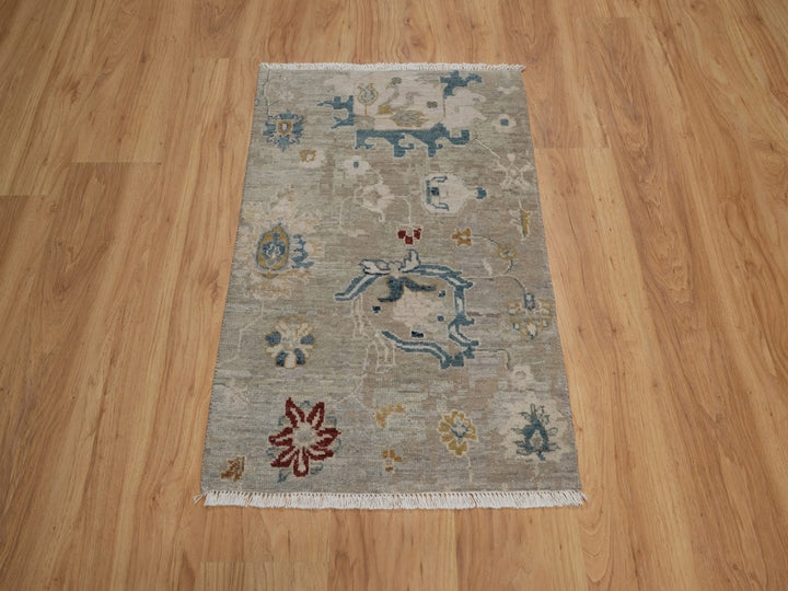 2'0" x 3'0" New Hand Knotted Grey Wool Rectangle Oriental Rug - MOA10292320