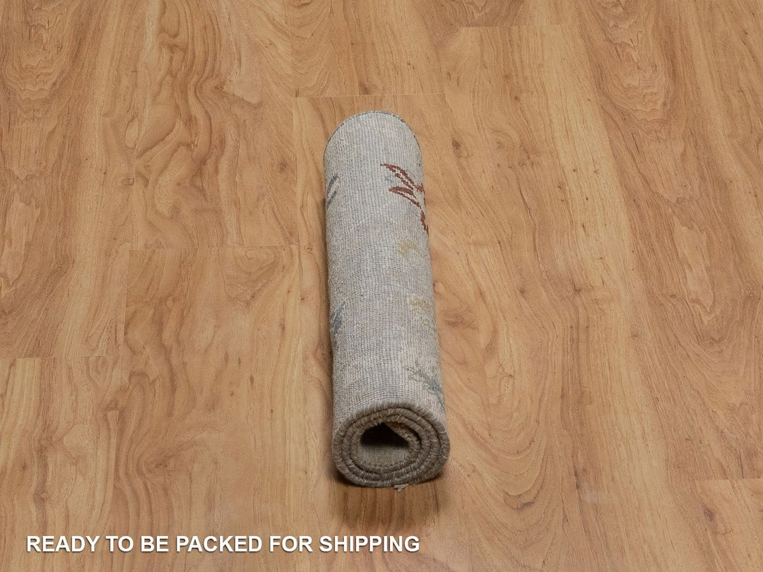 2'0" x 3'0" New Hand Knotted Grey Wool Rectangle Oriental Rug - MOA10292320