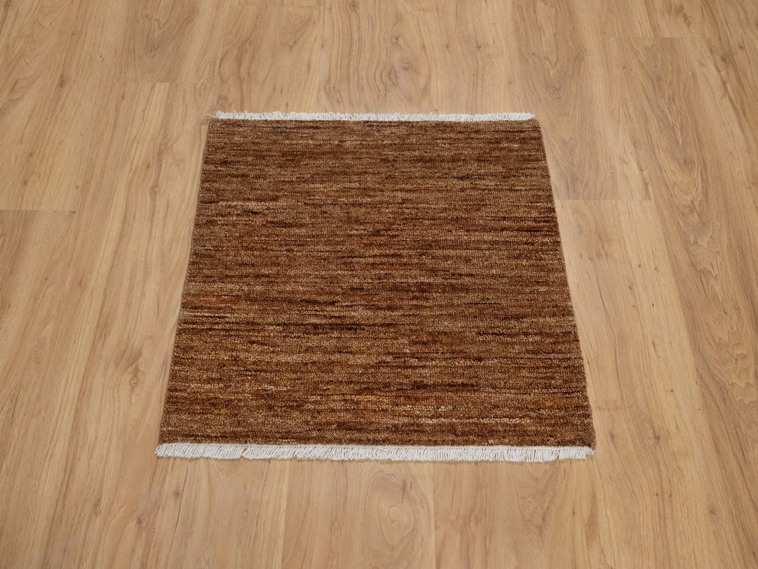 2'0" x 2'0" New Hand Knotted Brown Wool Square Oriental Rug - MOA10292322
