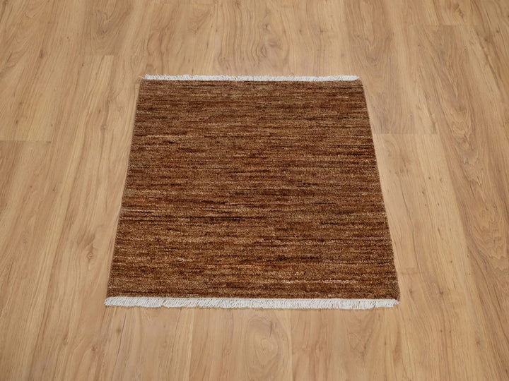 2'0" x 2'0" New Hand Knotted Brown Wool Square Oriental Rug - MOA10292322