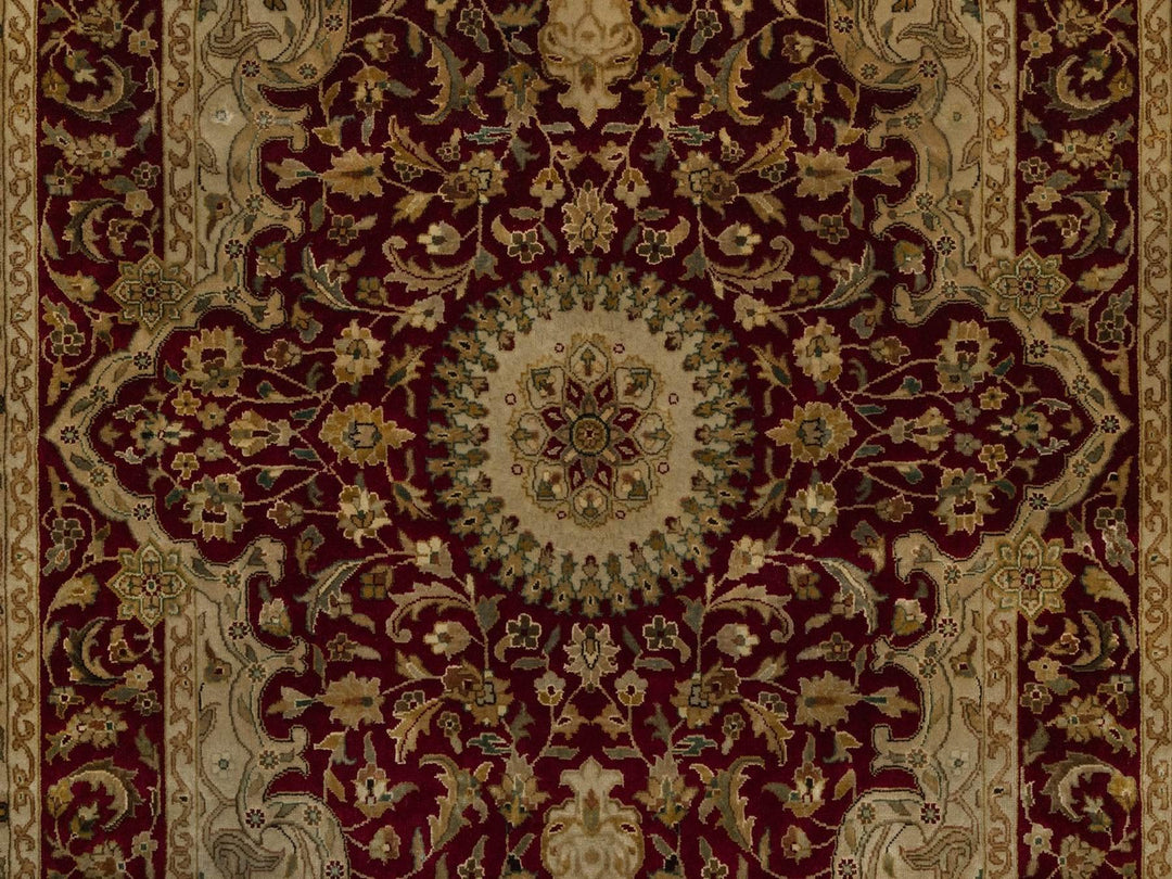 6'0" x 8'9" New Hand Knotted Red Wool & Silk Rectangle Oriental Rug - MOA10292323