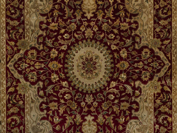 6'0" x 8'9" New Hand Knotted Red Wool & Silk Rectangle Oriental Rug - MOA10292323