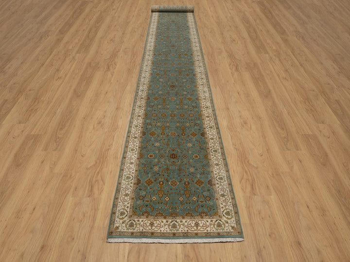 2'11" x 20'3" New Hand Knotted Blue Wool Runner Oriental Rug - MOA10292324