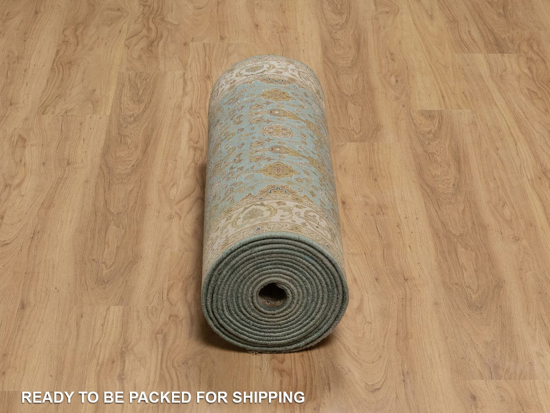 2'11" x 20'3" New Hand Knotted Blue Wool Runner Oriental Rug - MOA10292324