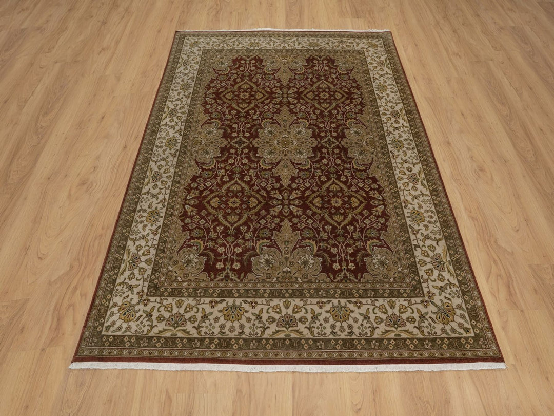 5'0" x 7'2" New Hand Knotted Red Wool Rectangle Oriental Rug - MOA10292326