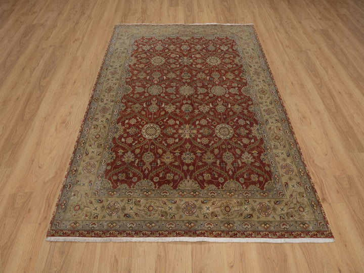 5'6" x 7'9" New Hand Knotted Red Wool & Silk Rectangle Oriental Rug - MOA10292327