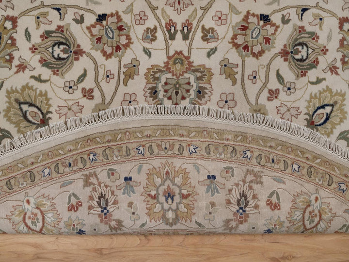 6'8" x 6'8" New Hand Knotted Ivory Wool Round Oriental Rug - MOA10292328