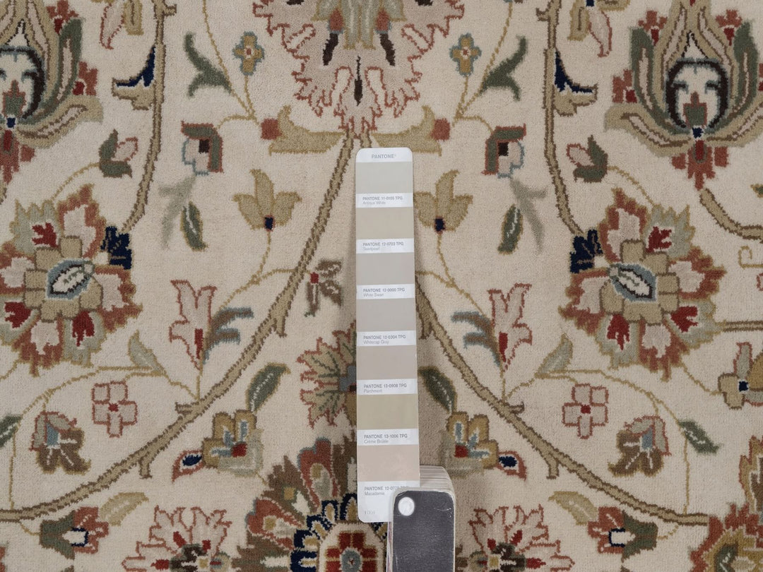 6'8" x 6'8" New Hand Knotted Ivory Wool Round Oriental Rug - MOA10292328