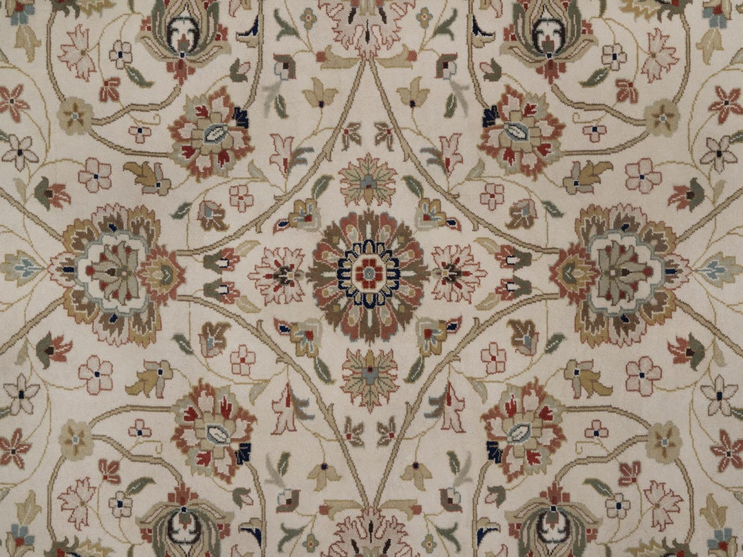 6'8" x 6'8" New Hand Knotted Ivory Wool Round Oriental Rug - MOA10292328