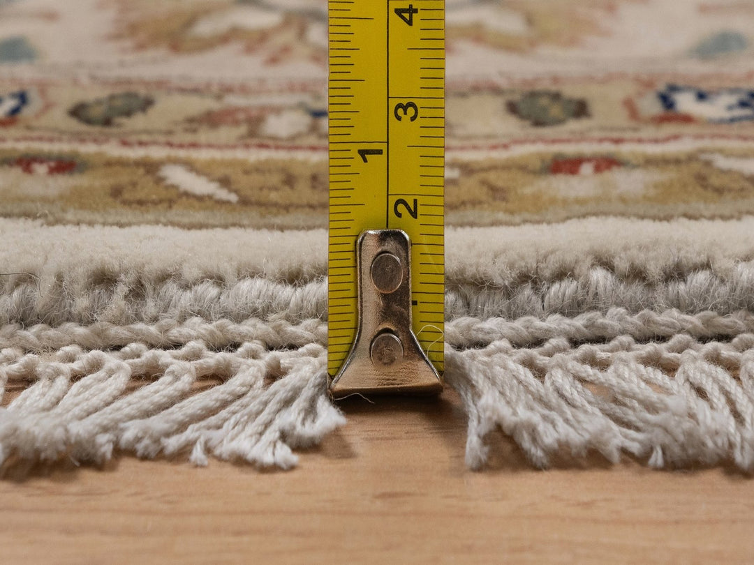 6'8" x 6'8" New Hand Knotted Ivory Wool Round Oriental Rug - MOA10292328