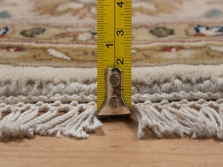 6'8" x 6'8" New Hand Knotted Ivory Wool Round Oriental Rug - MOA10292328