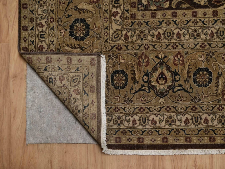 8'9" x 12'1" New Hand Knotted Brown Wool & Silk Rectangle Oriental Rug - MOA10292329