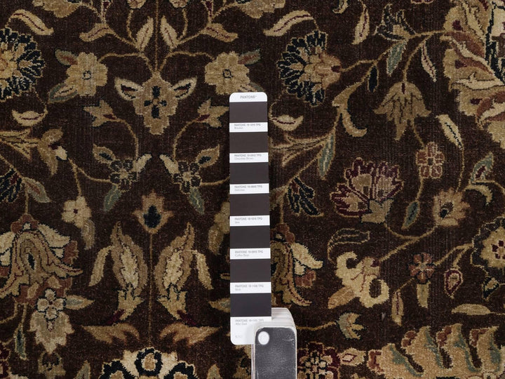 8'9" x 12'1" New Hand Knotted Brown Wool & Silk Rectangle Oriental Rug - MOA10292329