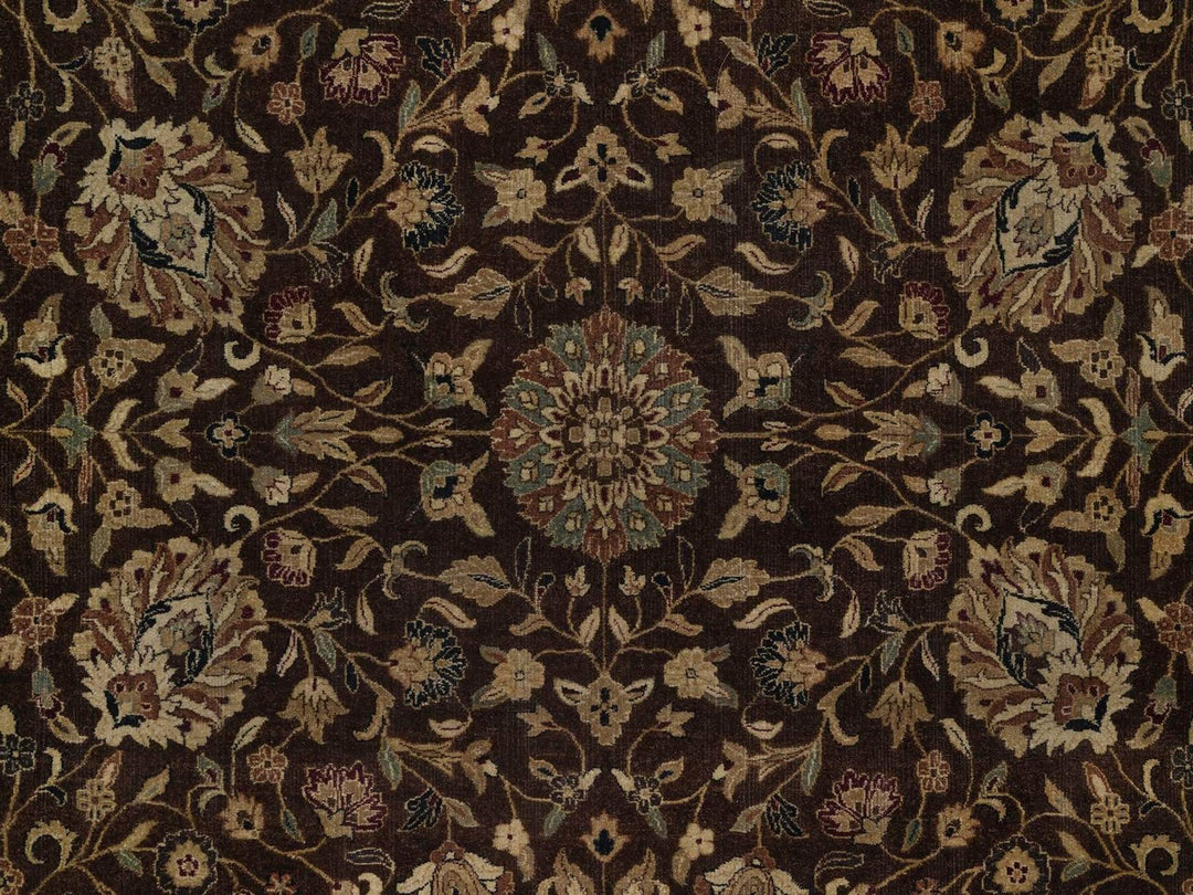 8'9" x 12'1" New Hand Knotted Brown Wool & Silk Rectangle Oriental Rug - MOA10292329