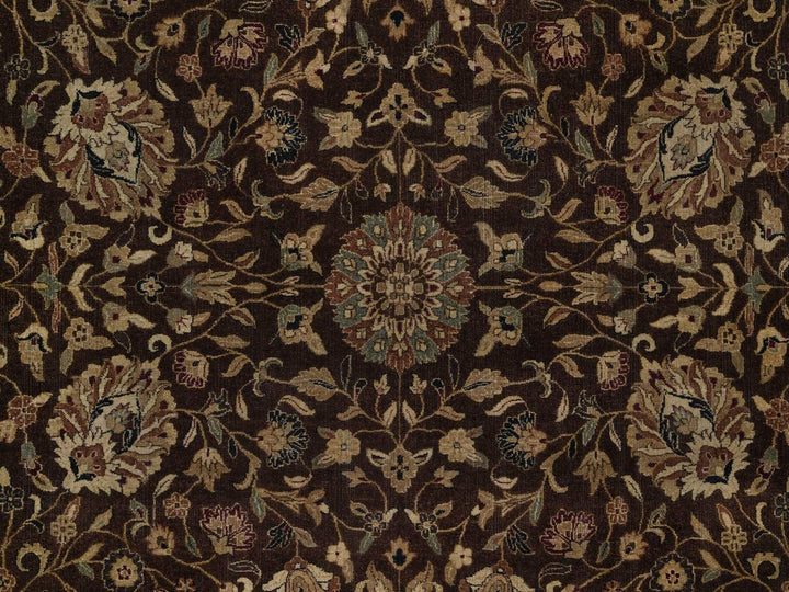 8'9" x 12'1" New Hand Knotted Brown Wool & Silk Rectangle Oriental Rug - MOA10292329