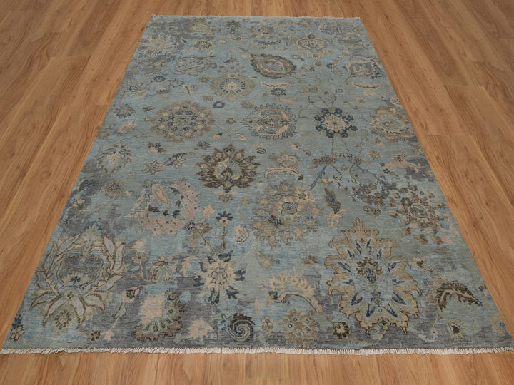 8'0" x 10'1" New Hand Knotted Grey Wool Rectangle Oriental Rug - MOA10292330