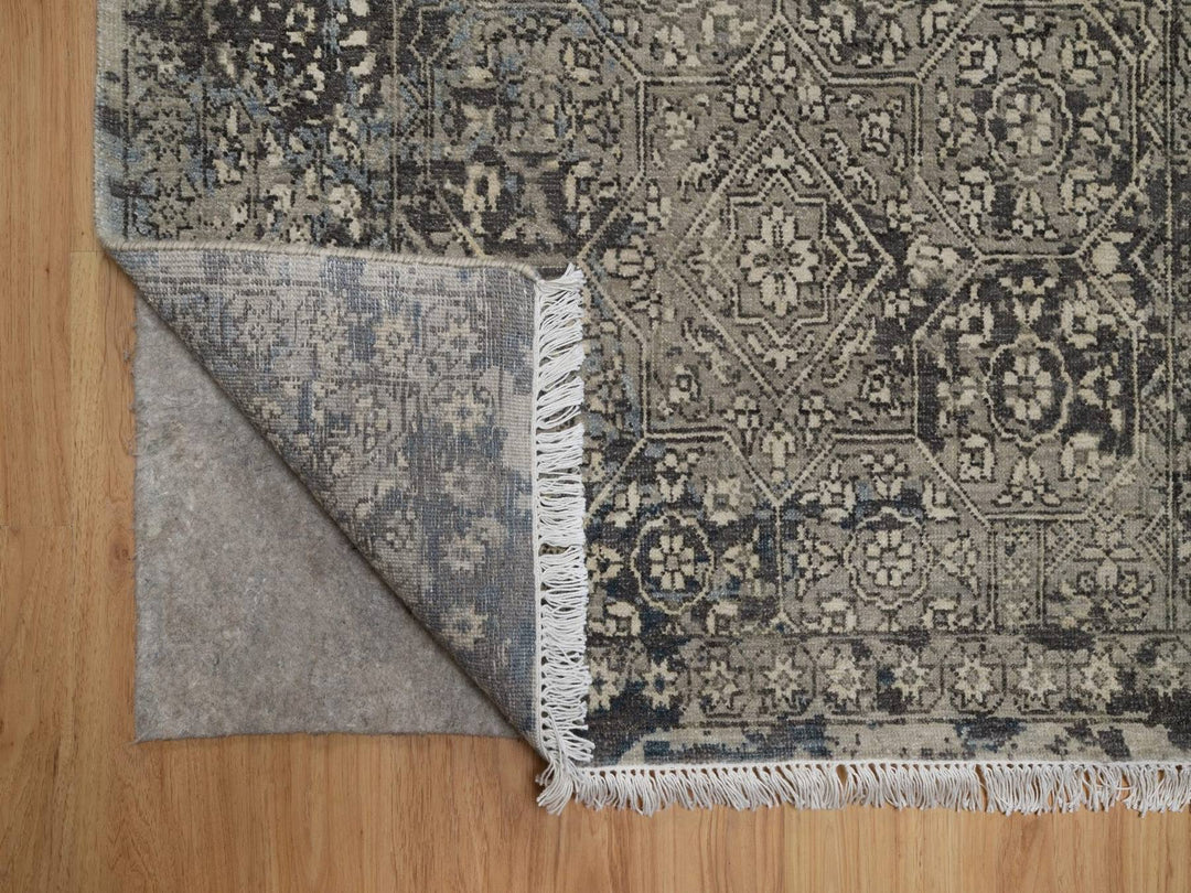 7'10" x 9'11" New Hand Knotted Grey Wool Rectangle Oriental Rug - MOA10292331