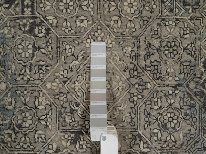 7'10" x 9'11" New Hand Knotted Grey Wool Rectangle Oriental Rug - MOA10292331