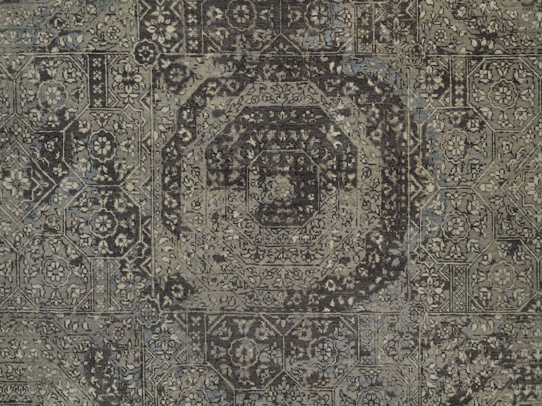 7'10" x 9'11" New Hand Knotted Grey Wool Rectangle Oriental Rug - MOA10292331