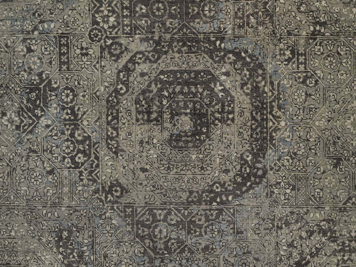7'10" x 9'11" New Hand Knotted Grey Wool Rectangle Oriental Rug - MOA10292331