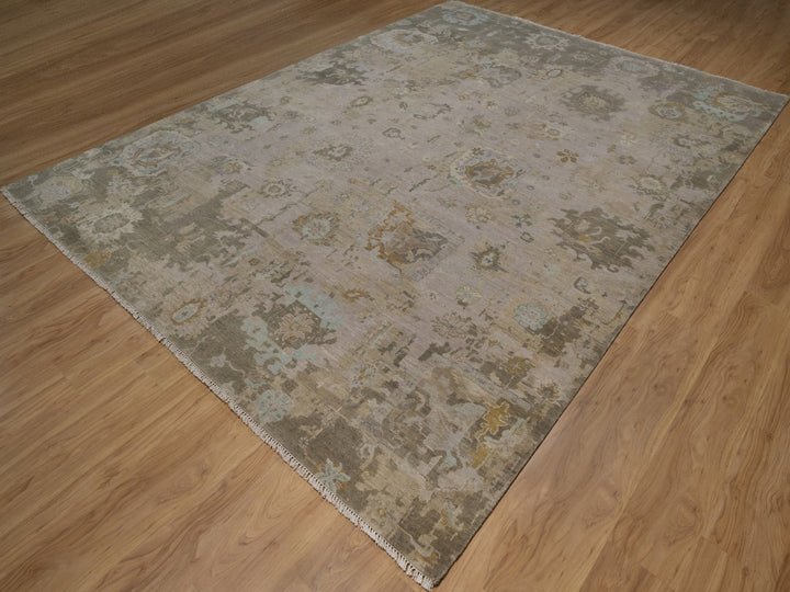 8'11" x 12'1" New Hand Knotted Grey Wool Rectangle Oriental Rug - MOA10292332