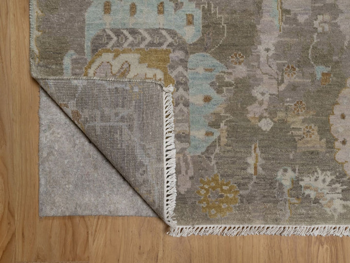 8'11" x 12'1" New Hand Knotted Grey Wool Rectangle Oriental Rug - MOA10292332