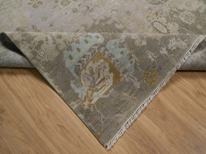 8'11" x 12'1" New Hand Knotted Grey Wool Rectangle Oriental Rug - MOA10292332