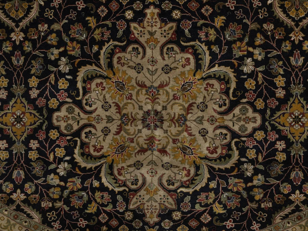 9'0" x 9'0" New Hand Knotted Black Wool Round Oriental Rug - MOA10292333