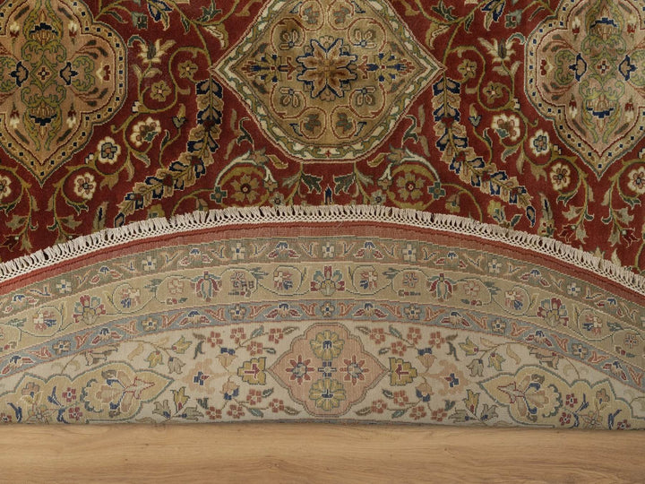 9'0" x 9'0" New Hand Knotted Red Wool Round Oriental Rug - MOA10292334