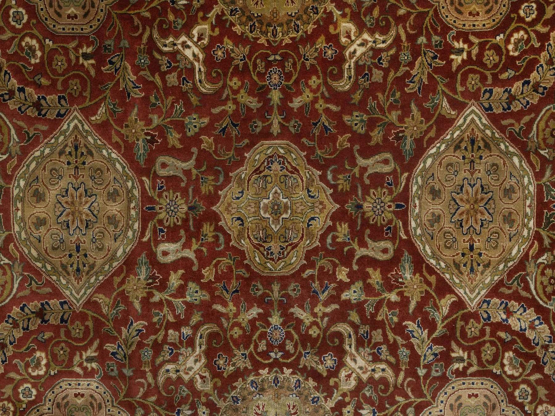 9'0" x 9'0" New Hand Knotted Red Wool Round Oriental Rug - MOA10292334