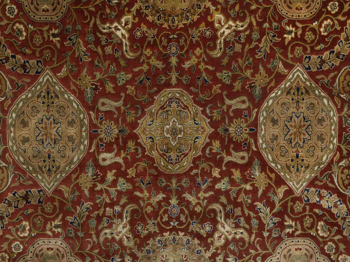 9'0" x 9'0" New Hand Knotted Red Wool Round Oriental Rug - MOA10292334