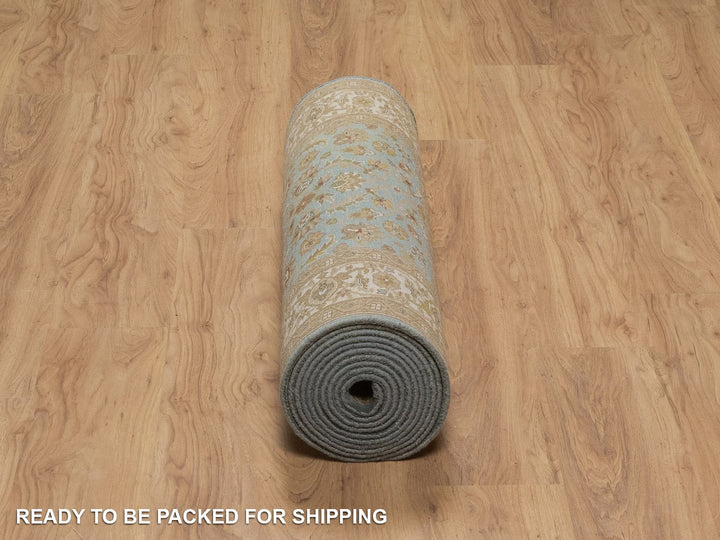 3'1" x 15'11" New Hand Knotted Blue Wool Runner Oriental Rug - MOA10292335