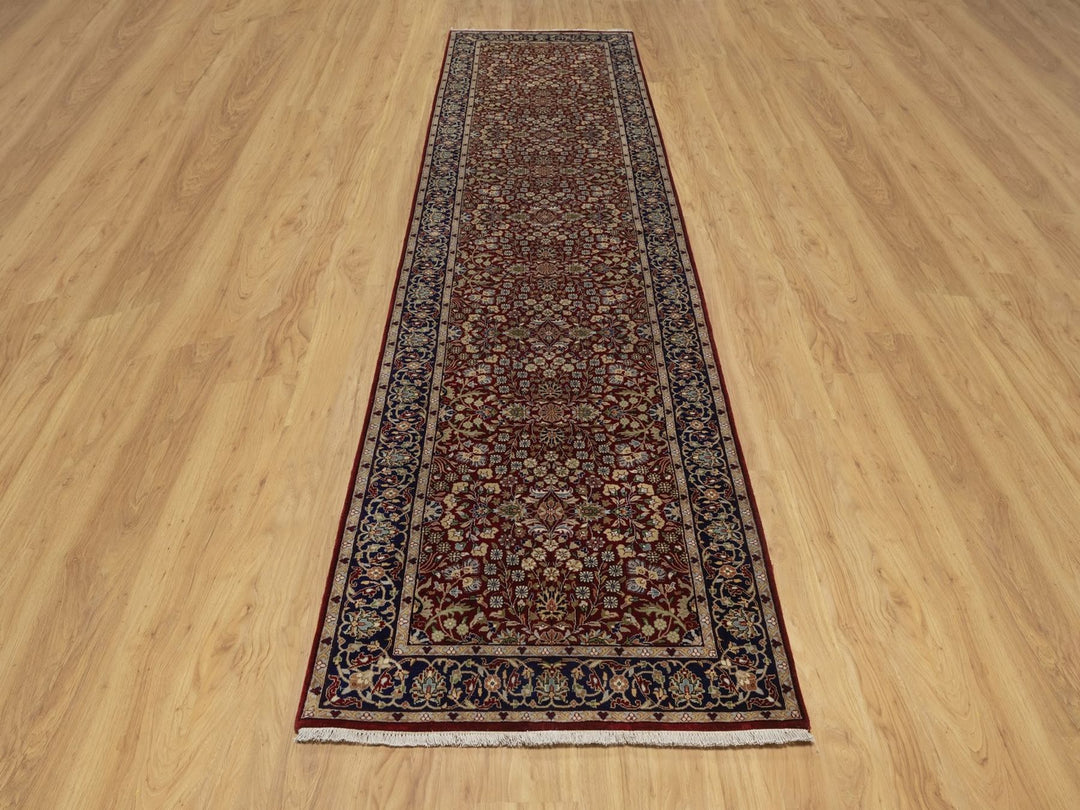 3'5" x 13'0" New Hand Knotted Red Wool Runner Oriental Rug - MOA10292336