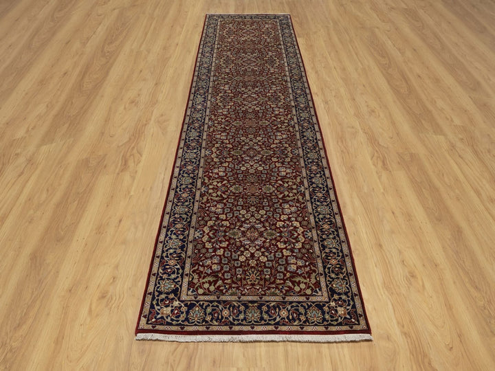 3'5" x 13'0" New Hand Knotted Red Wool Runner Oriental Rug - MOA10292336