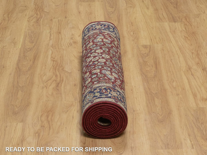 3'5" x 13'0" New Hand Knotted Red Wool Runner Oriental Rug - MOA10292336