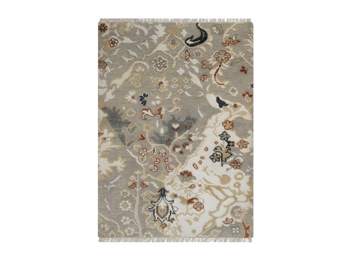 2'2" x 3'0" New Hand Knotted Grey Wool Rectangle Oriental Rug - MOA10292337