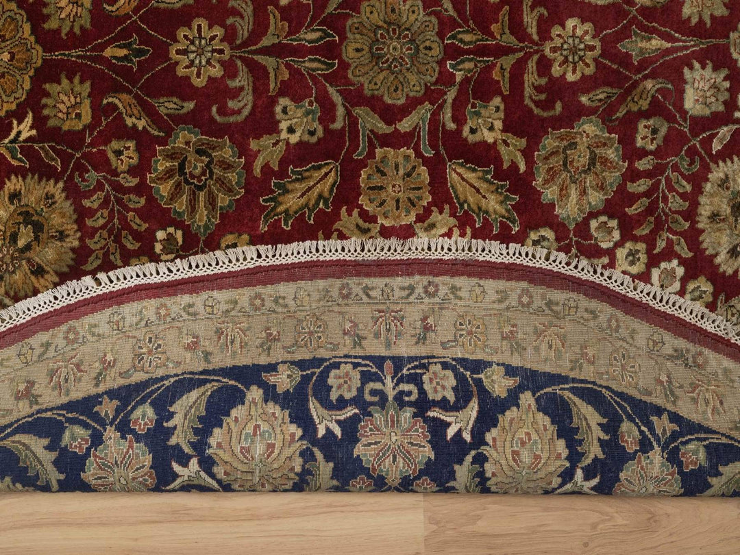 8'9" x 8'9" New Hand Knotted Red Wool & Silk Round Oriental Rug - MOA10292338