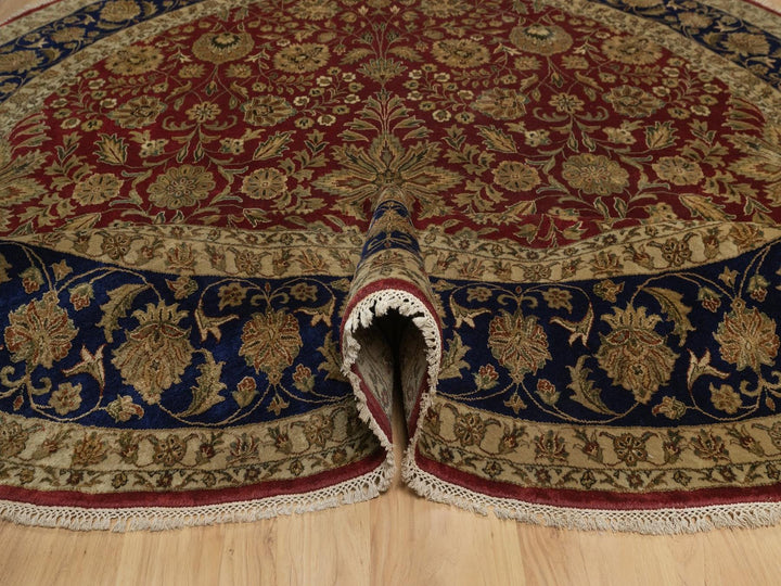 8'9" x 8'9" New Hand Knotted Red Wool & Silk Round Oriental Rug - MOA10292338