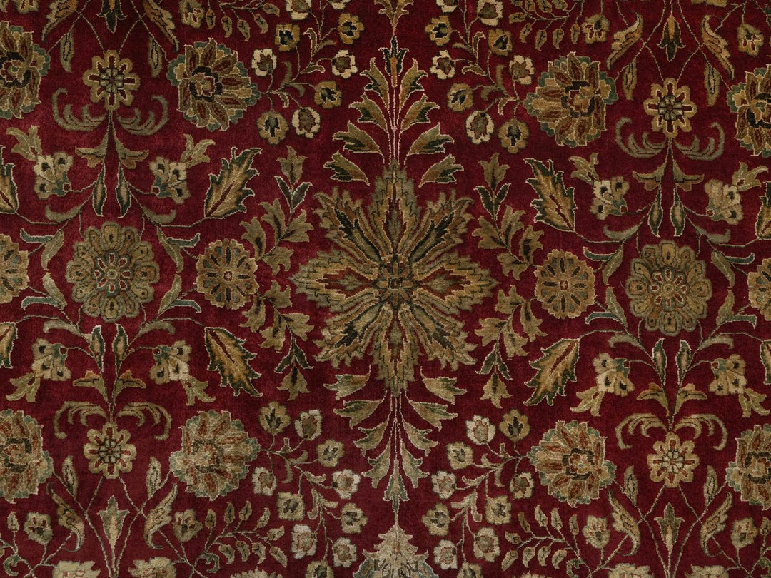 8'9" x 8'9" New Hand Knotted Red Wool & Silk Round Oriental Rug - MOA10292338