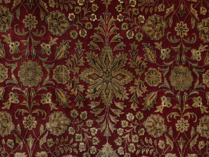 8'9" x 8'9" New Hand Knotted Red Wool & Silk Round Oriental Rug - MOA10292338