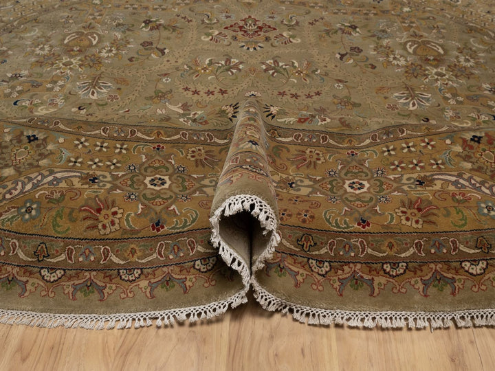 10'0" x 10'0" New Hand Knotted Brown Wool Round Oriental Rug - MOA10292341