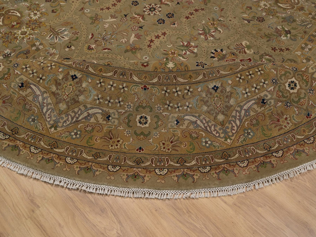 10'0" x 10'0" New Hand Knotted Brown Wool Round Oriental Rug - MOA10292341