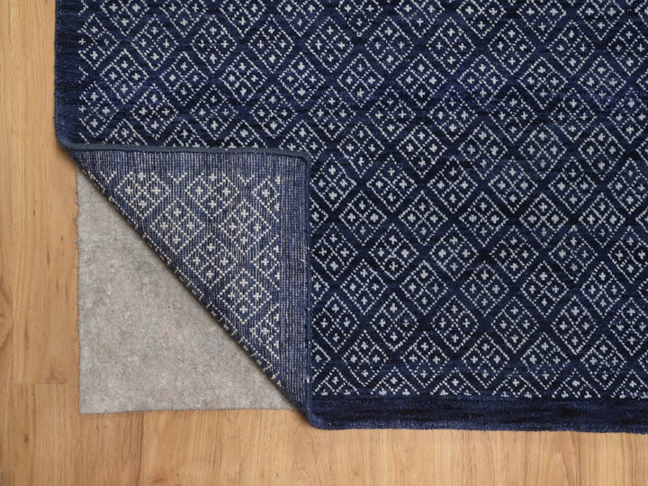 9'0" x 11'7" New Hand Knotted Blue Wool Rectangle Oriental Rug - MOA10292342