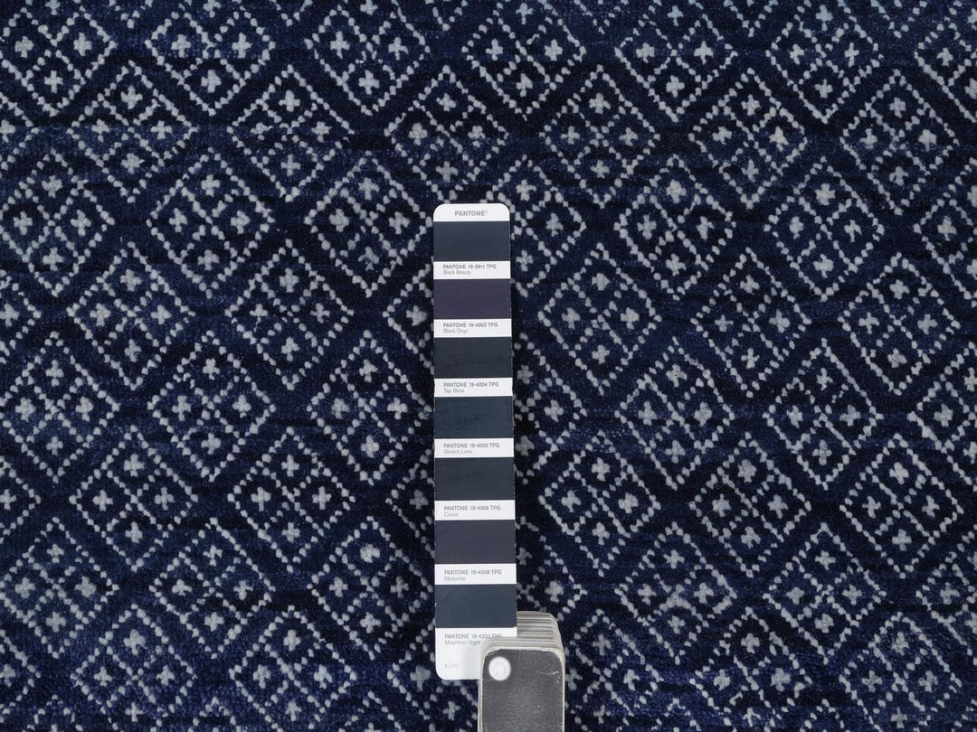 9'0" x 11'7" New Hand Knotted Blue Wool Rectangle Oriental Rug - MOA10292342