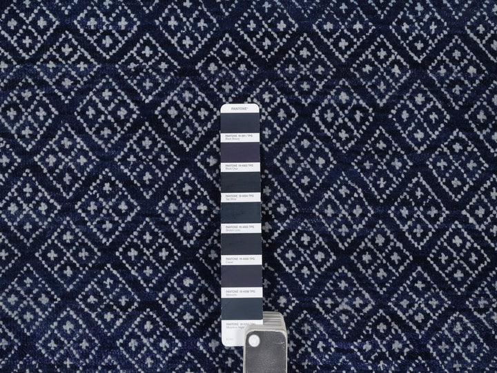 9'0" x 11'7" New Hand Knotted Blue Wool Rectangle Oriental Rug - MOA10292342