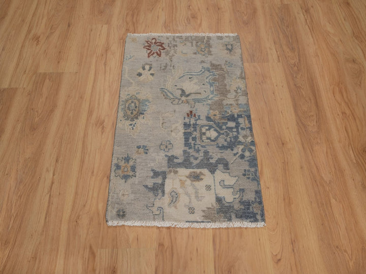 1'11" x 2'11" New Hand Knotted Grey Wool Rectangle Oriental Rug - MOA10292345