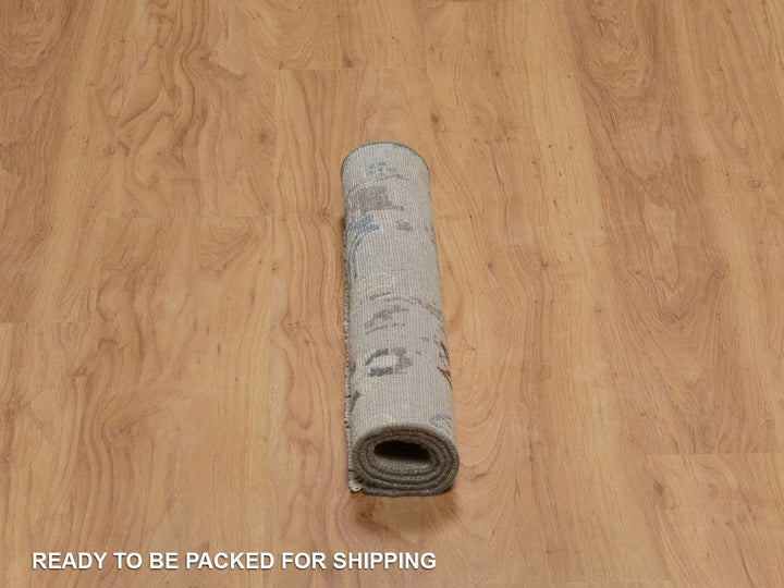 1'11" x 2'11" New Hand Knotted Grey Wool Rectangle Oriental Rug - MOA10292345