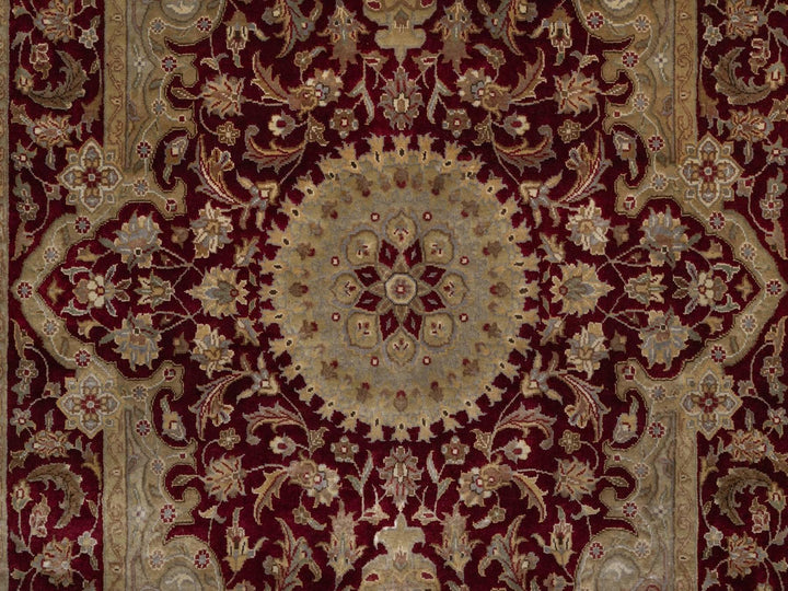 5'10" x 8'0" New Hand Knotted Red Wool & Silk Rectangle Oriental Rug - MOA10292347