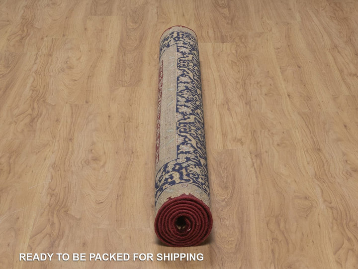 5'10" x 8'0" New Hand Knotted Red Wool & Silk Rectangle Oriental Rug - MOA10292347